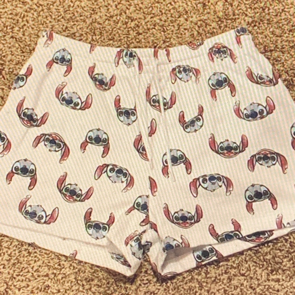Disney Women's White and Pink Stitch Shorts